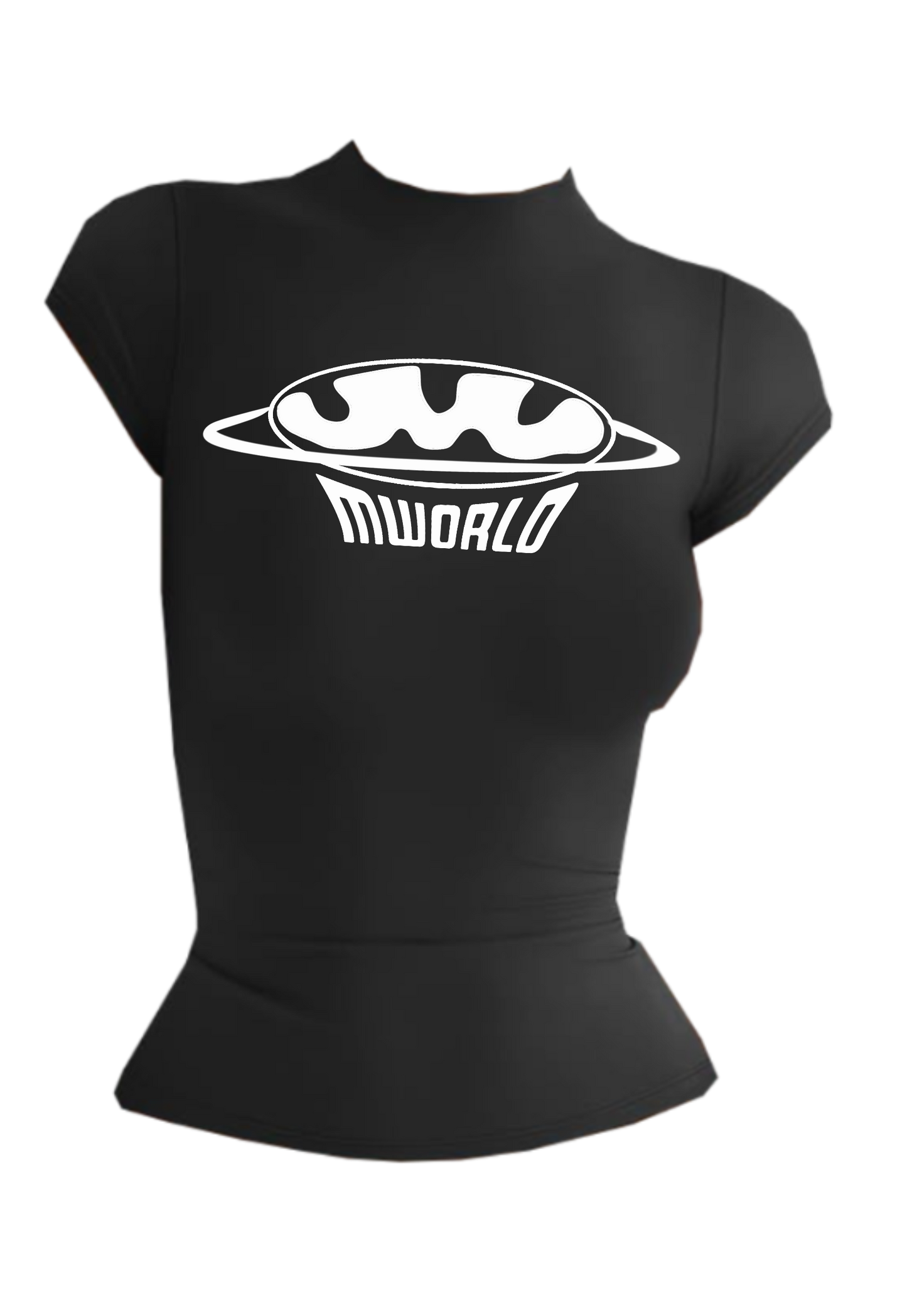 BLACK MOCK NECK LOGO TOP