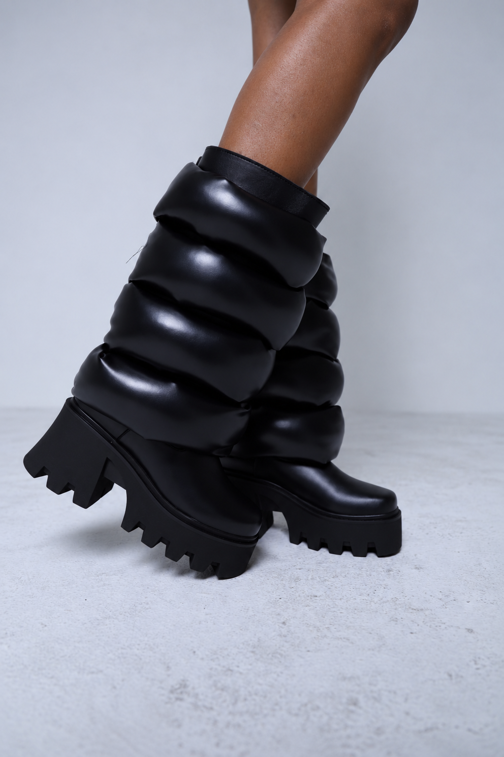 Black Platform Puffer Boots