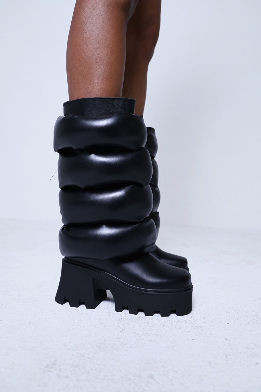 Black Platform Puffer Boots