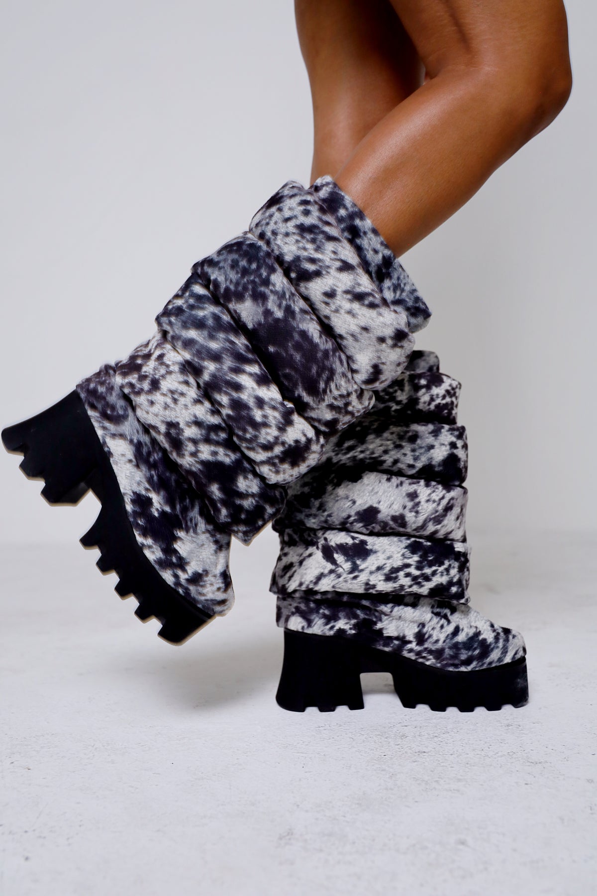 Cowhide Puffer Platform Boot