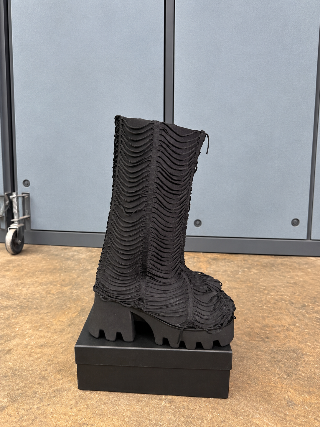 Black Fringe Platform Boots