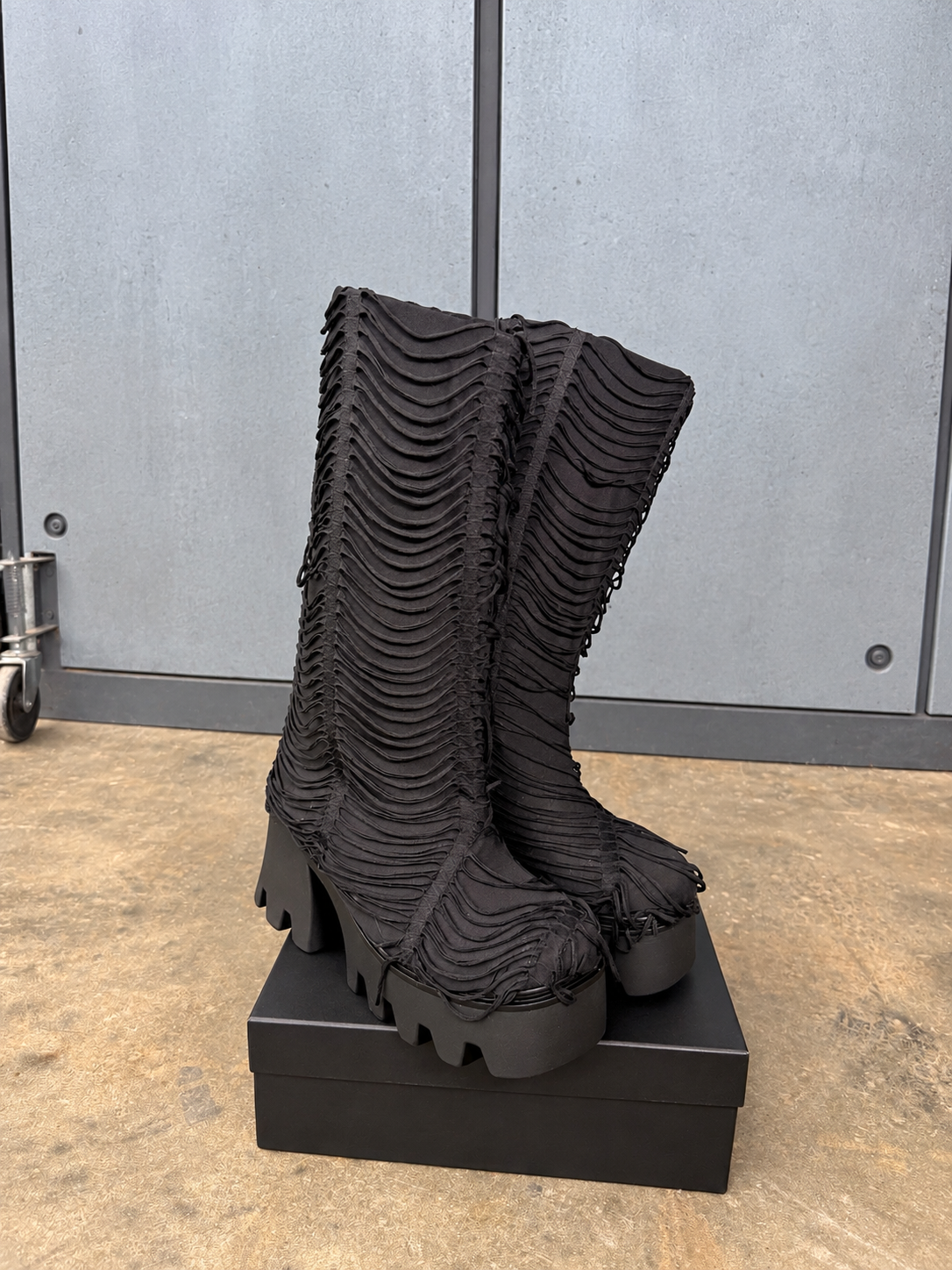 Black Fringe Platform Boots