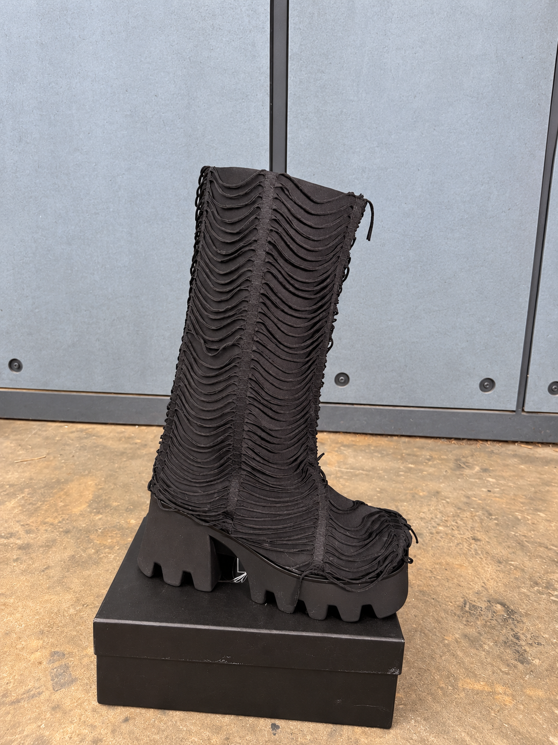 Black Fringe Platform Boots
