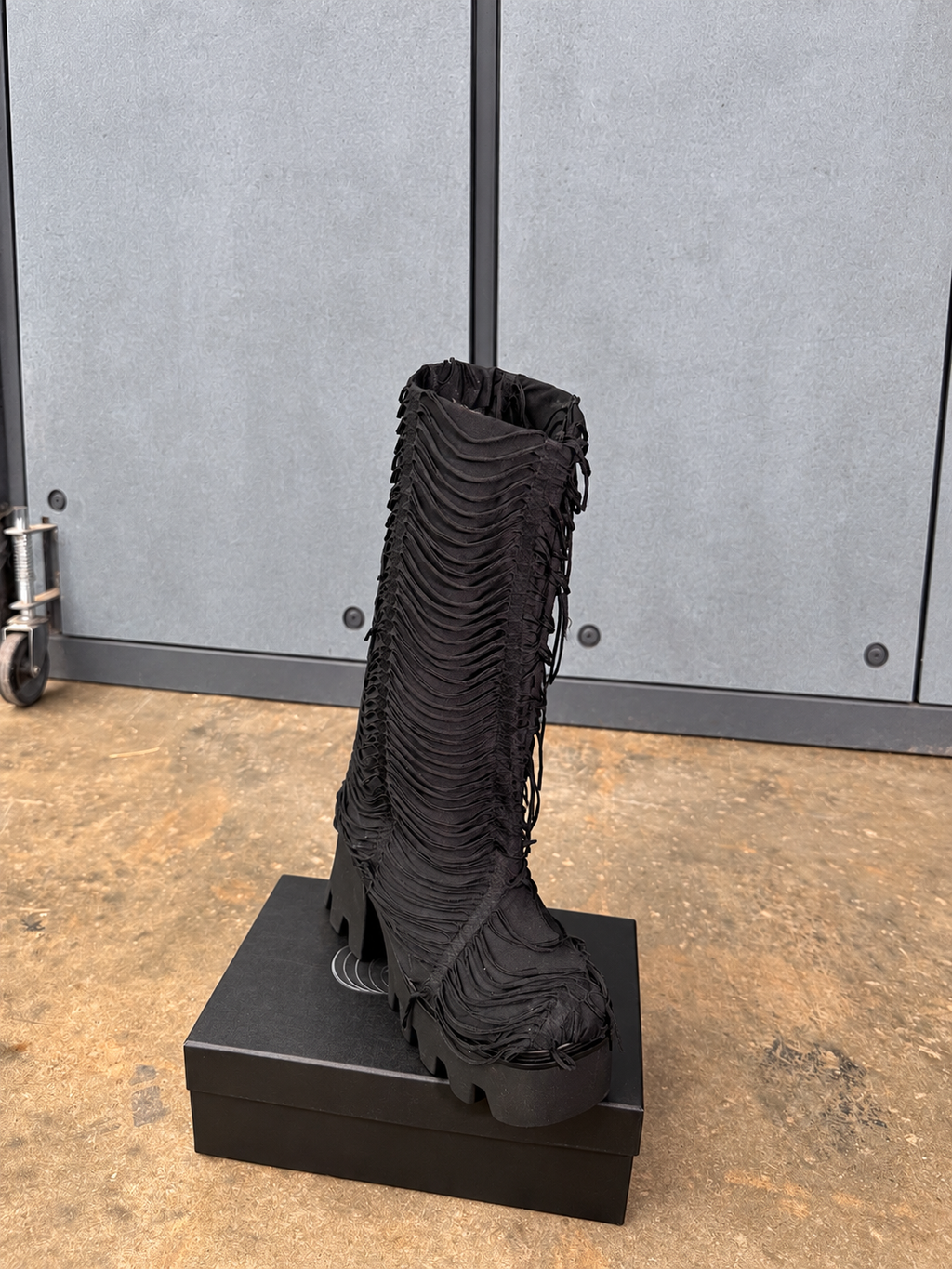 Black Fringe Platform Boots