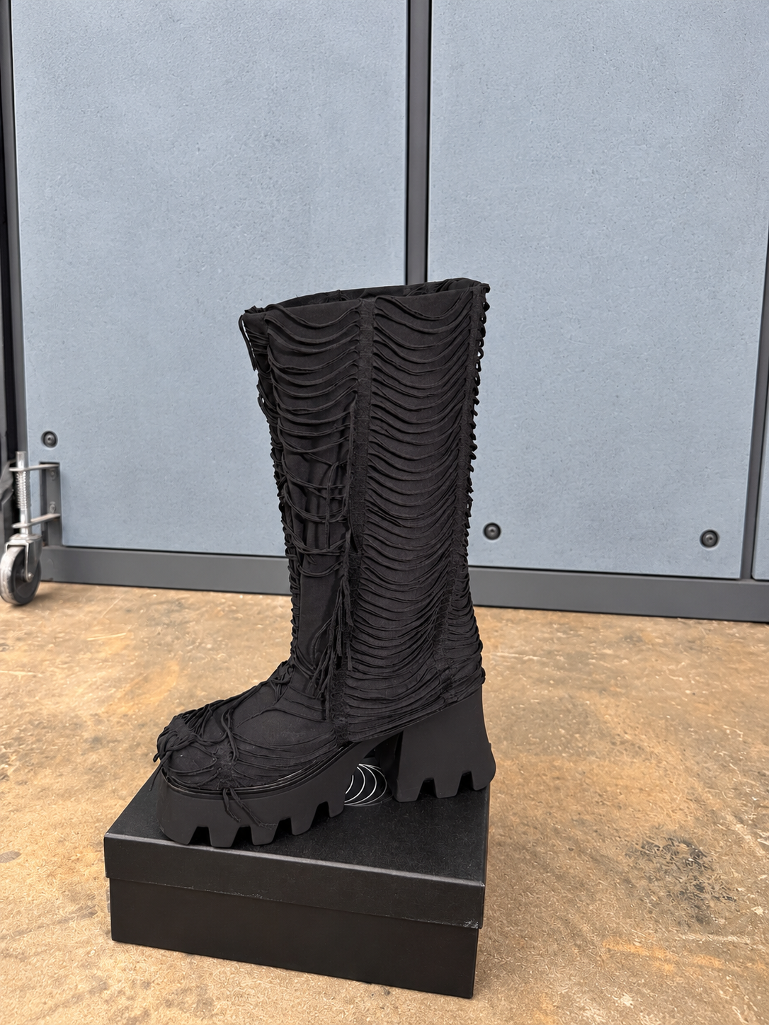 Black Fringe Platform Boots