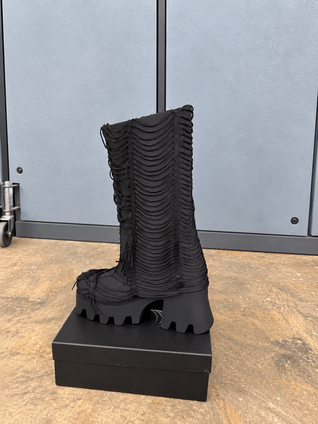Black Fringe Platform Boots
