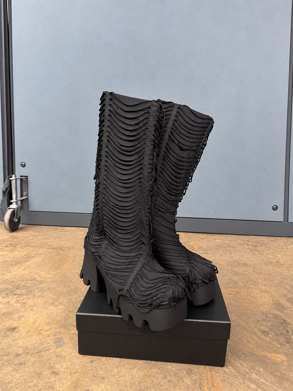 Black Fringe Platform Boots