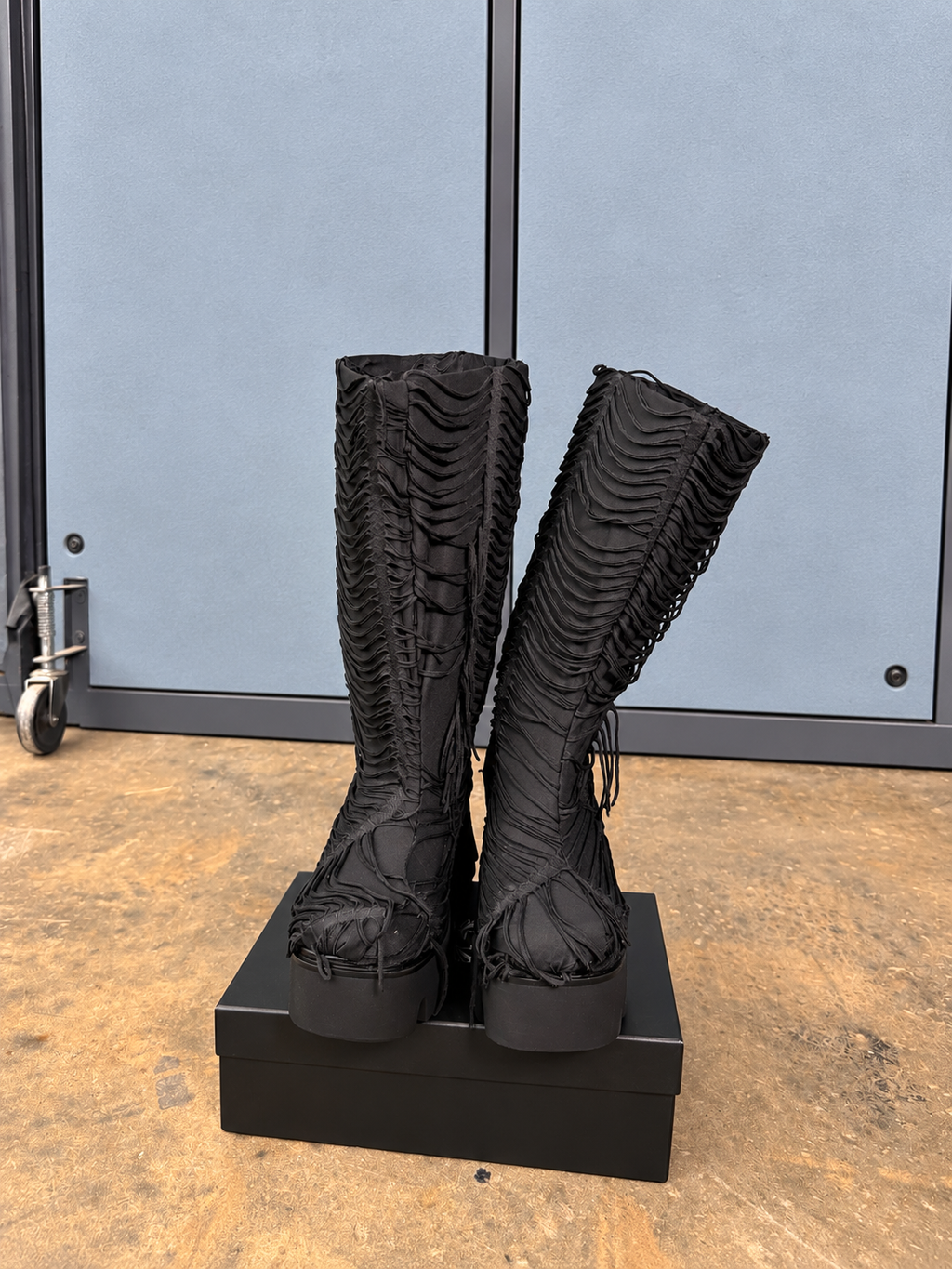 Black Fringe Platform Boots