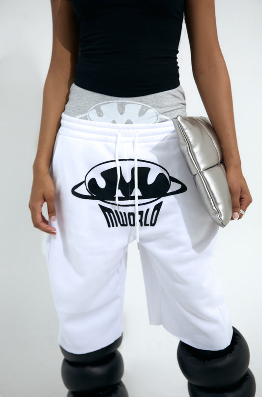 WHITE LOGO SWEAT SHORTS